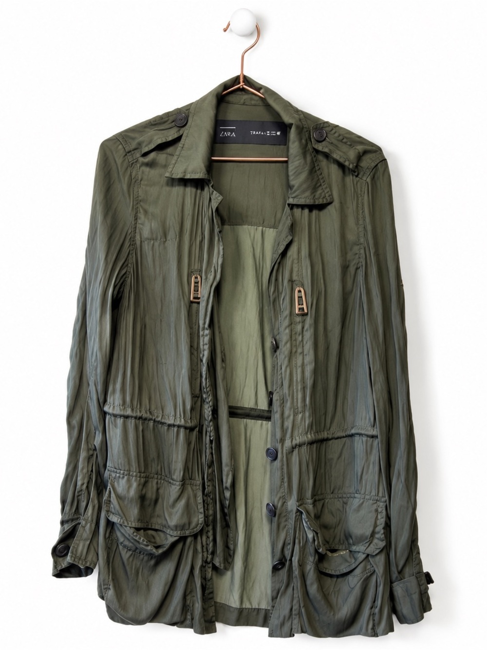 Zara Vintage Dark Hunter Green Drape Jacket - Size Small
